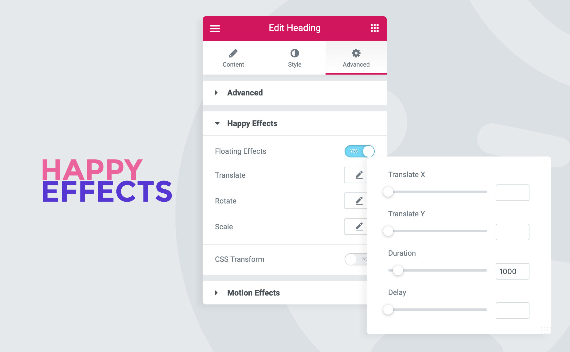 Happy Effects - available in all kinds of Elementor widgets. And works smoothly with all the 3rd party Elementor addons plugin, Elementor Pro and Elementor