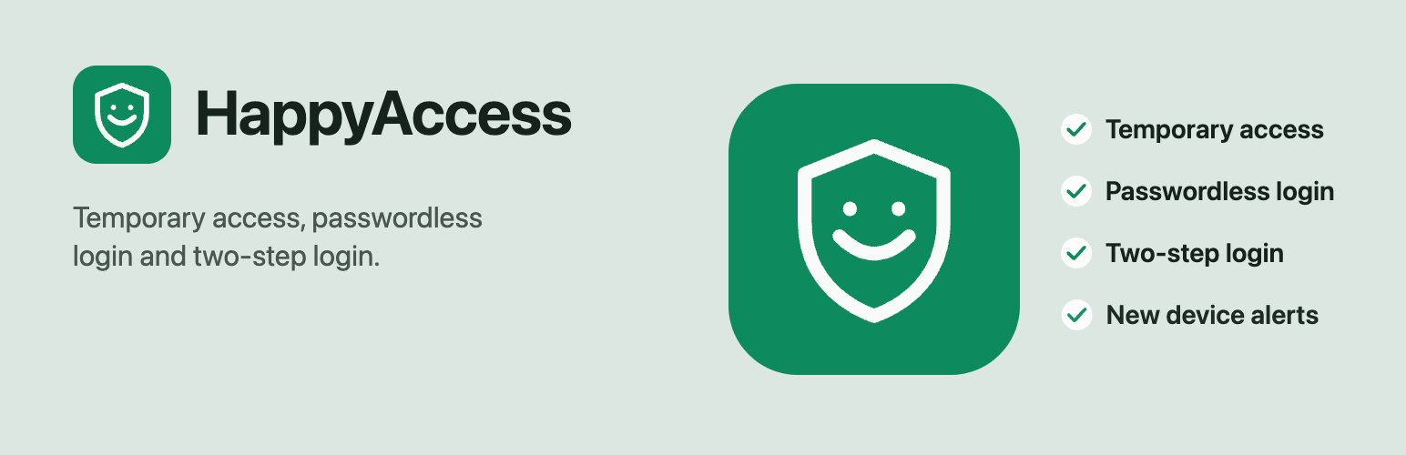 WordPress 外掛 HappyAccess – Temporary Login, Passwordless Login and 2FA 的封面圖片