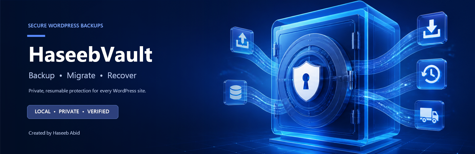 WordPress 外掛 HaseebVault – Backup & Migration 的封面圖片