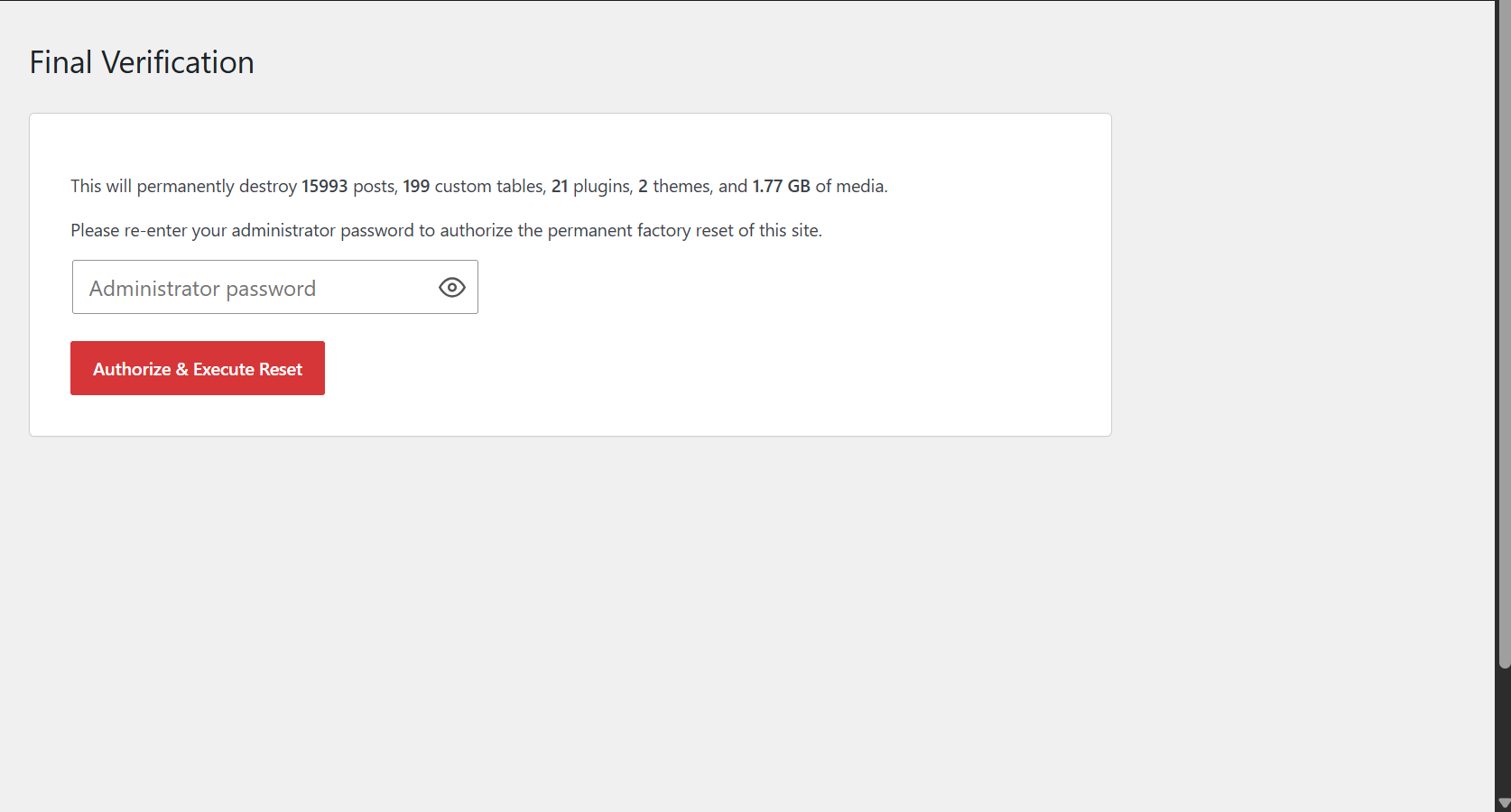 Final Verification step with the secure password prompt