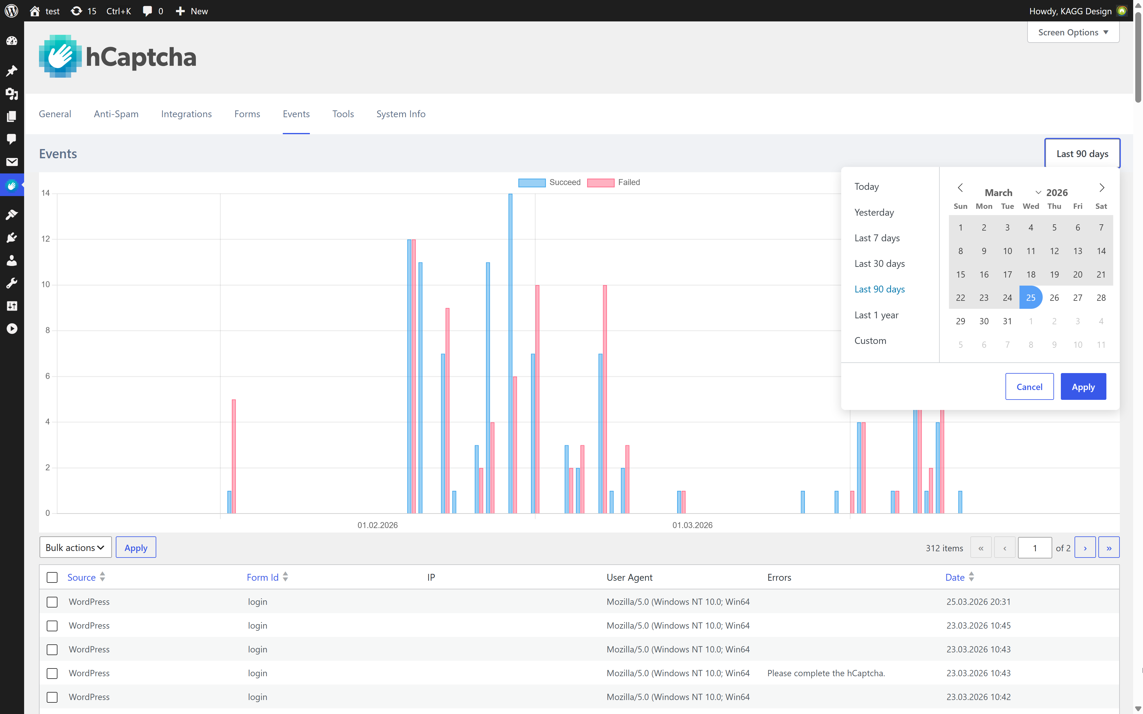 (Optional) Local Events statistics.