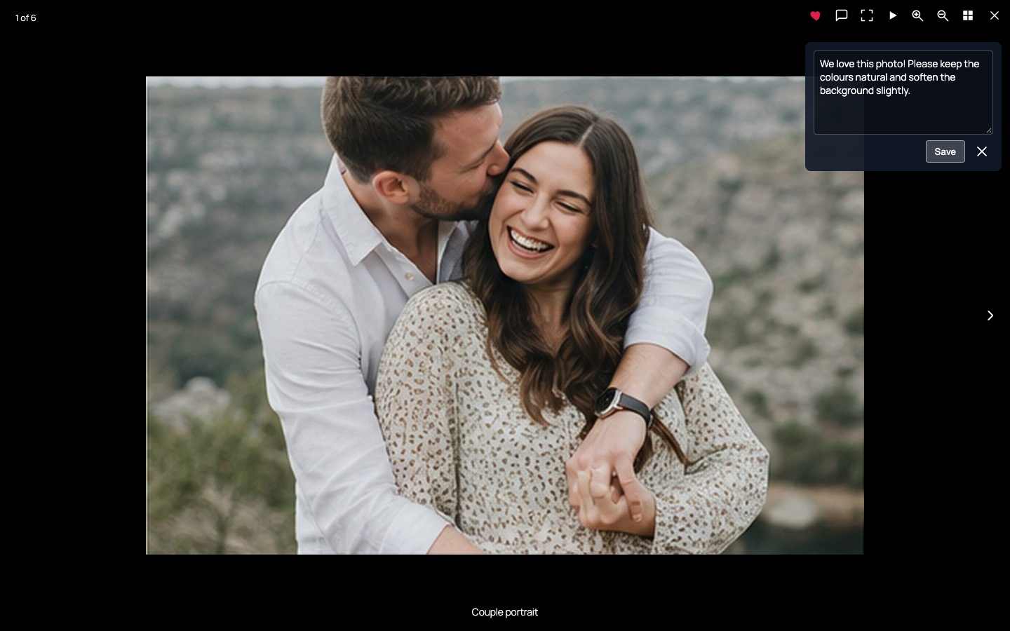 Per-image comments for clear client feedback and retouching requests.