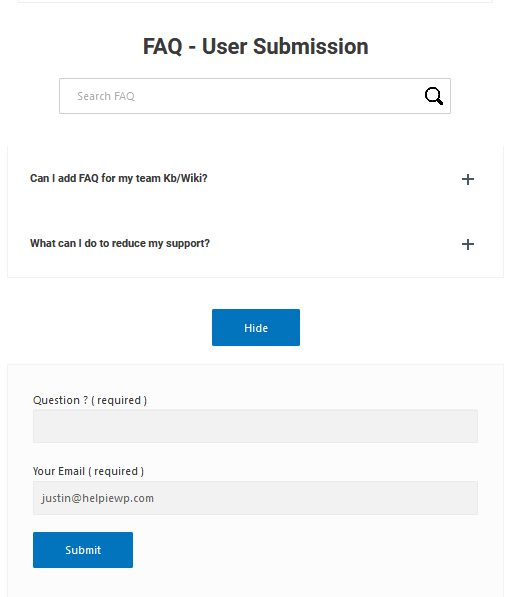 User Submission (PRO) - Allow users to submit their questions