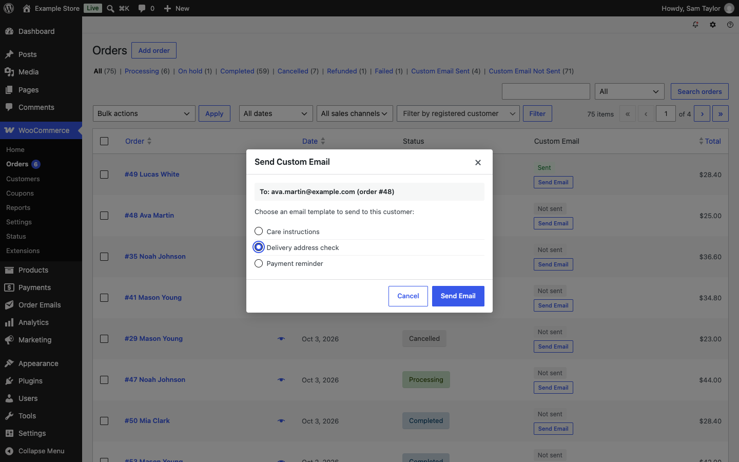 Hera Pre-Written Emails for WooCommerce