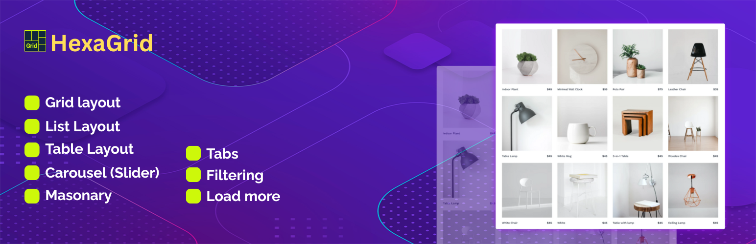 WordPress 外掛 Hexa Grid – Product Showcase and Category Display for WooCommerce 的封面圖片。