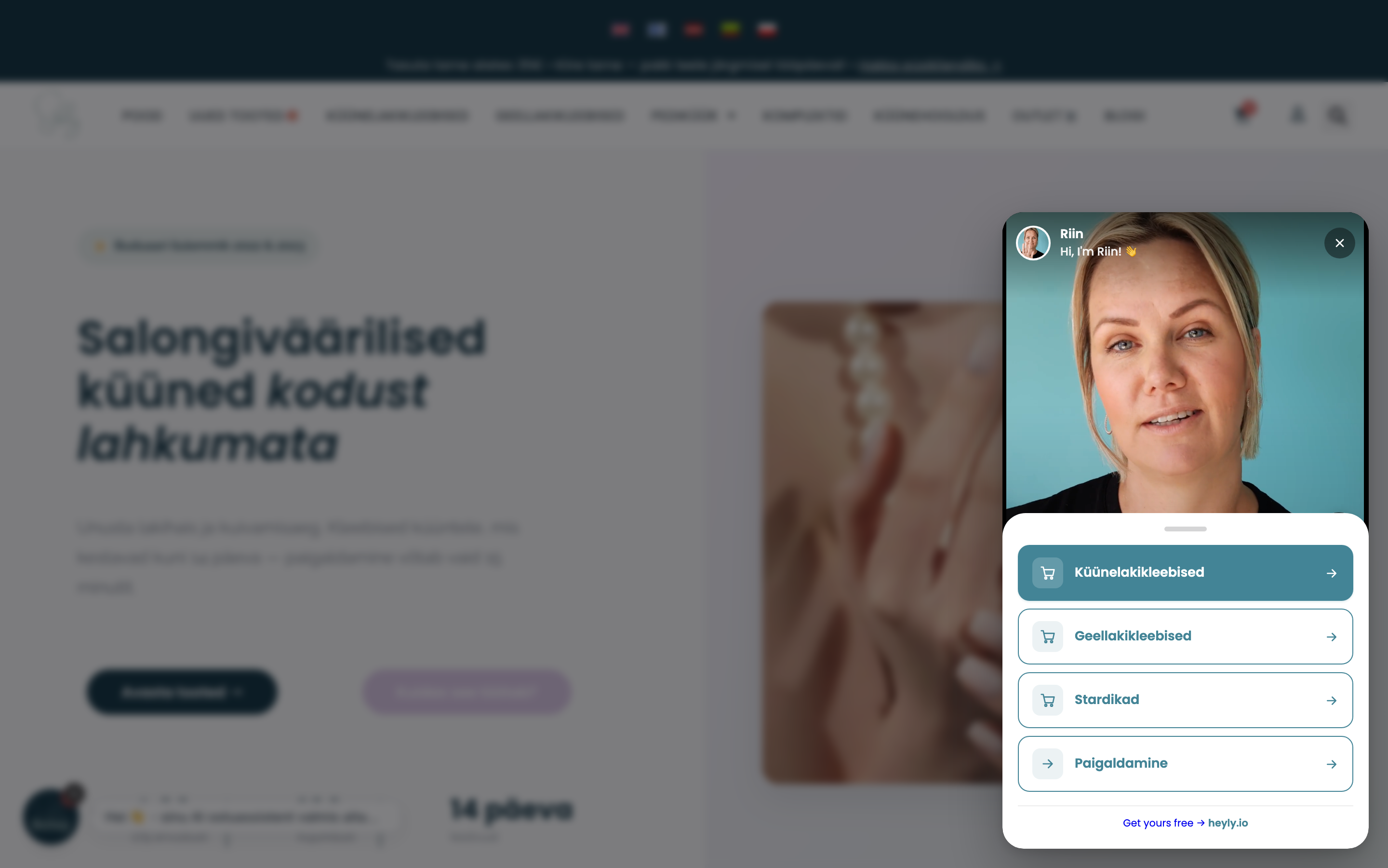 The open widget with video and call-to-action buttons.