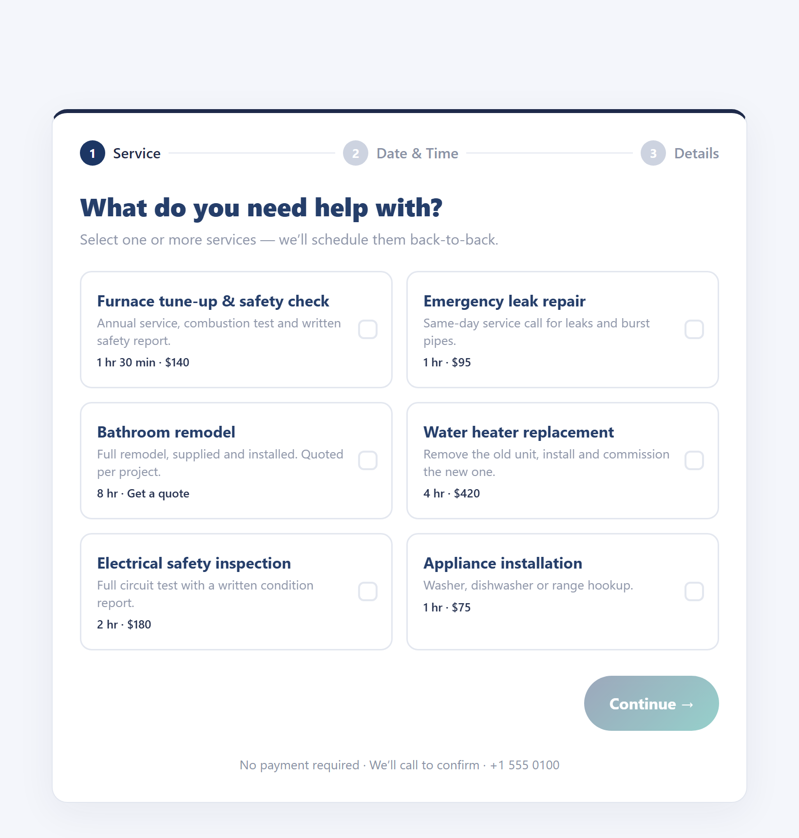 The front-end booking wizard.