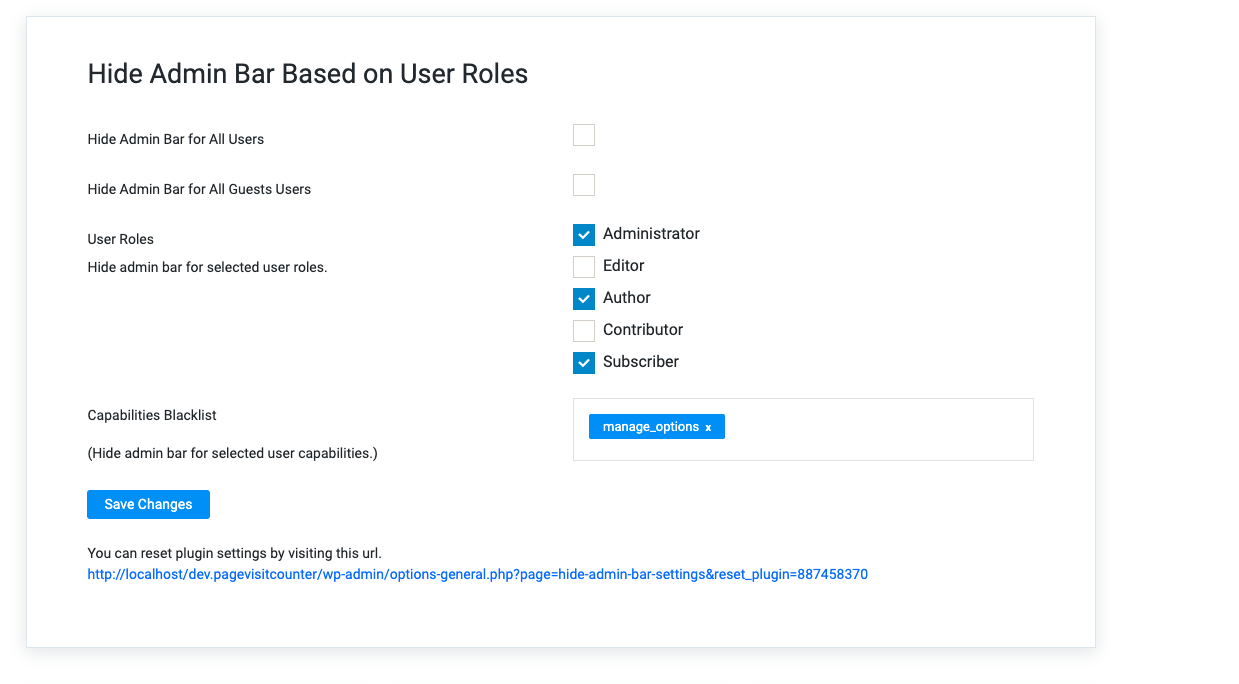 As per Screenshot #2, You can hide Admin Bar from frontend based on selected user roles and capabilities.