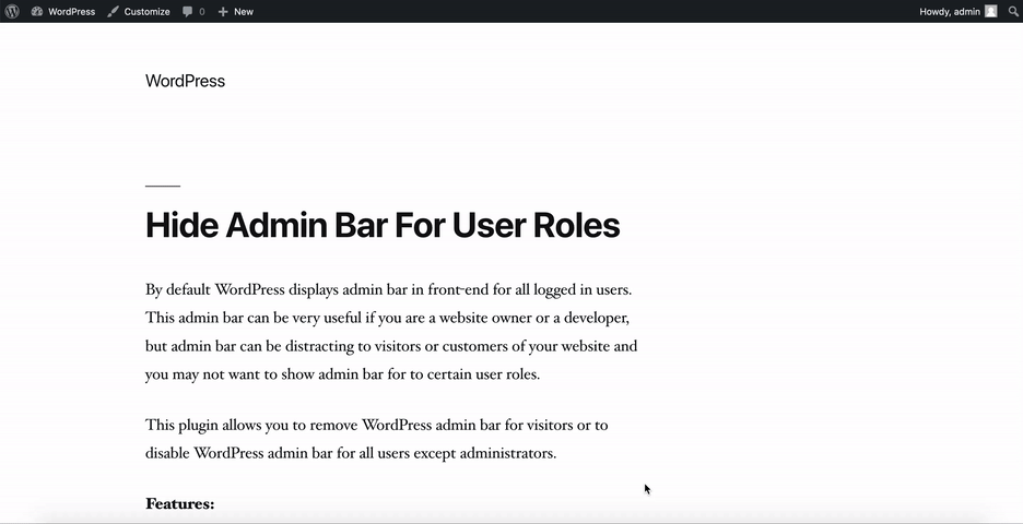 Hide Admin Bar For User Roles