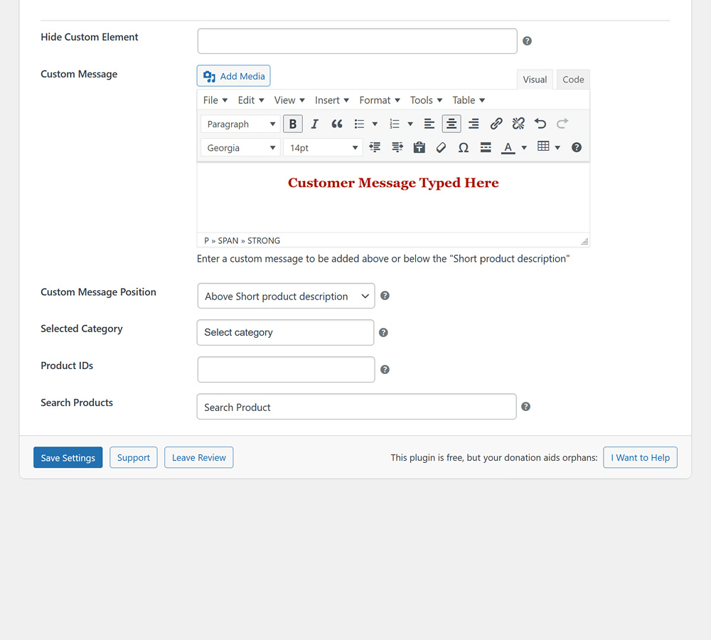 Bottom Part of Hide Cart Functions User Selected Settings
