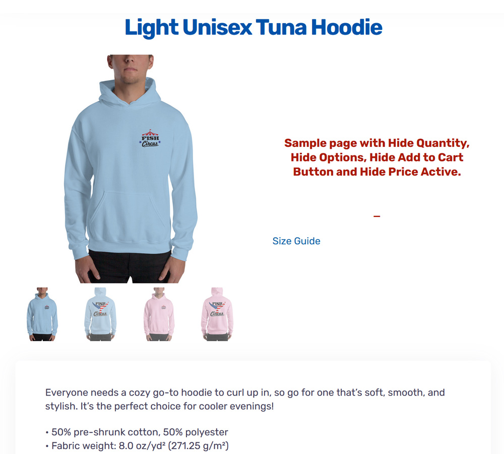 Example of One Setting Selection Active while Four are Deactivated