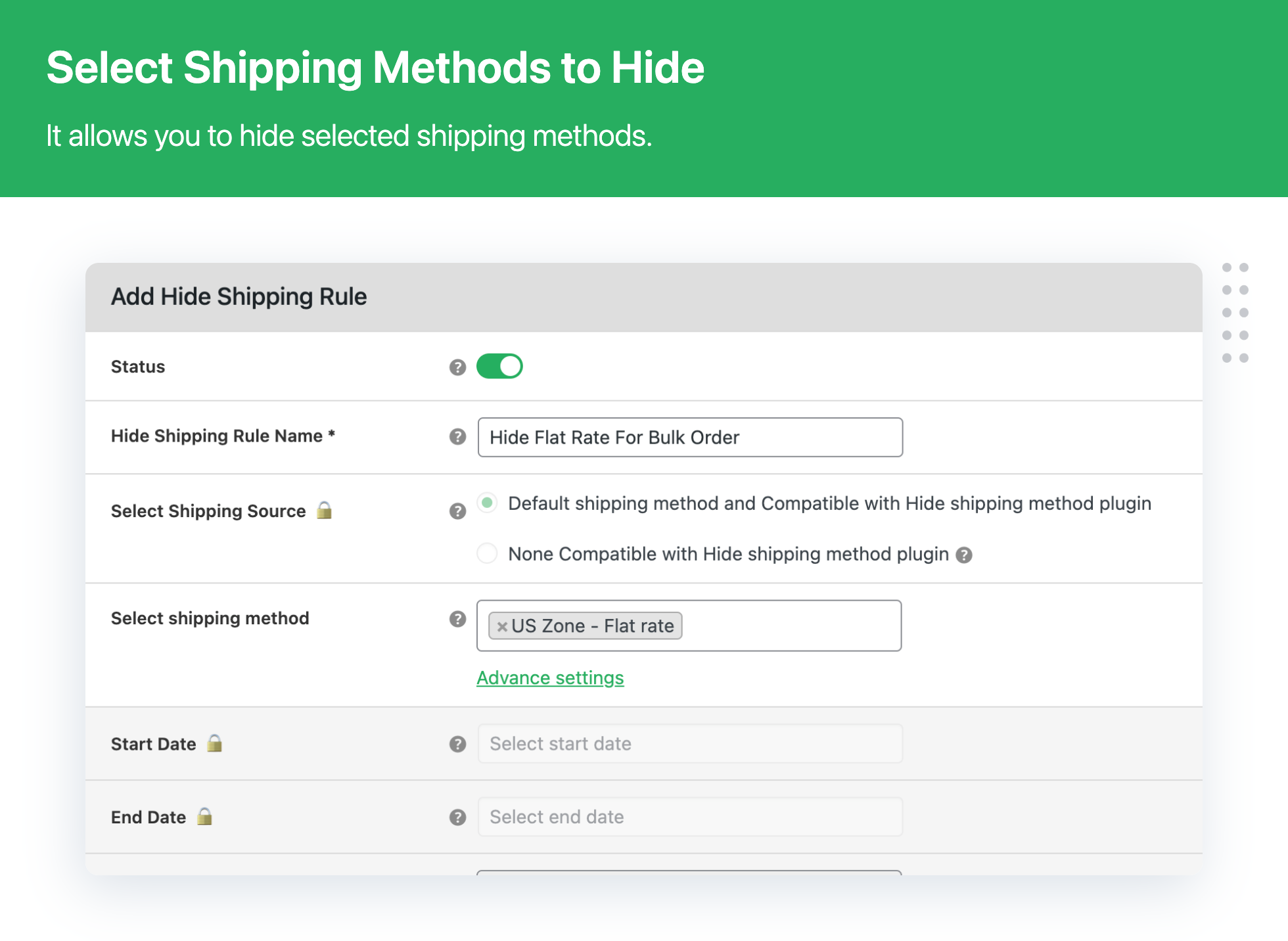 Hide Shipping Method For WooCommerce