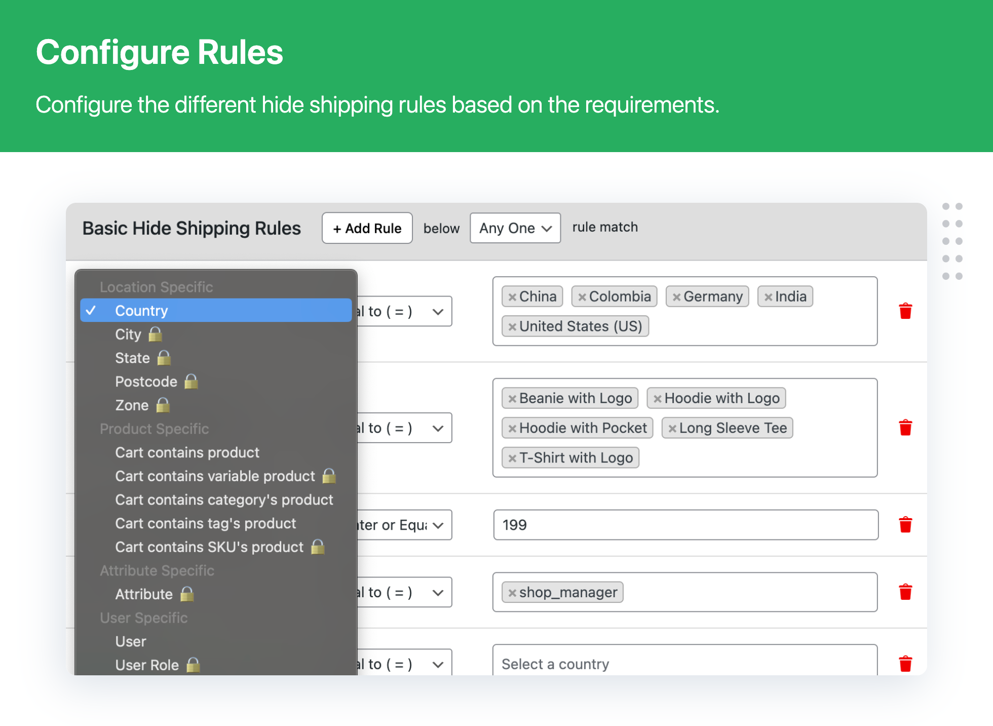 Hide Shipping Method For WooCommerce