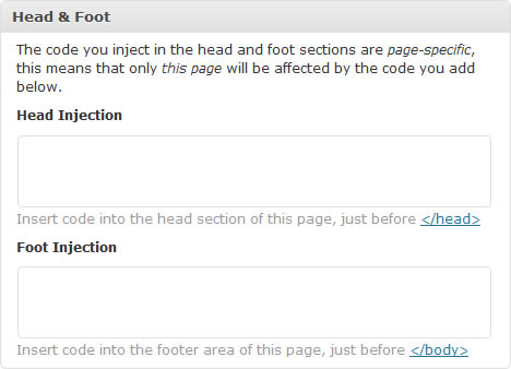 HiFi adds a "Head & Foot" meta box when editing a post or page. It basically allows you to inject <script>, <style>, <meta> and any other code you want into the head and foot areas of your posts and pages. The code injected is page-specific, this means that only the pages you want code inserted into will be affected.