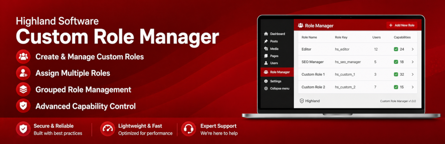 WordPress 外掛 Highland Software Custom Role Manager 的封面圖片