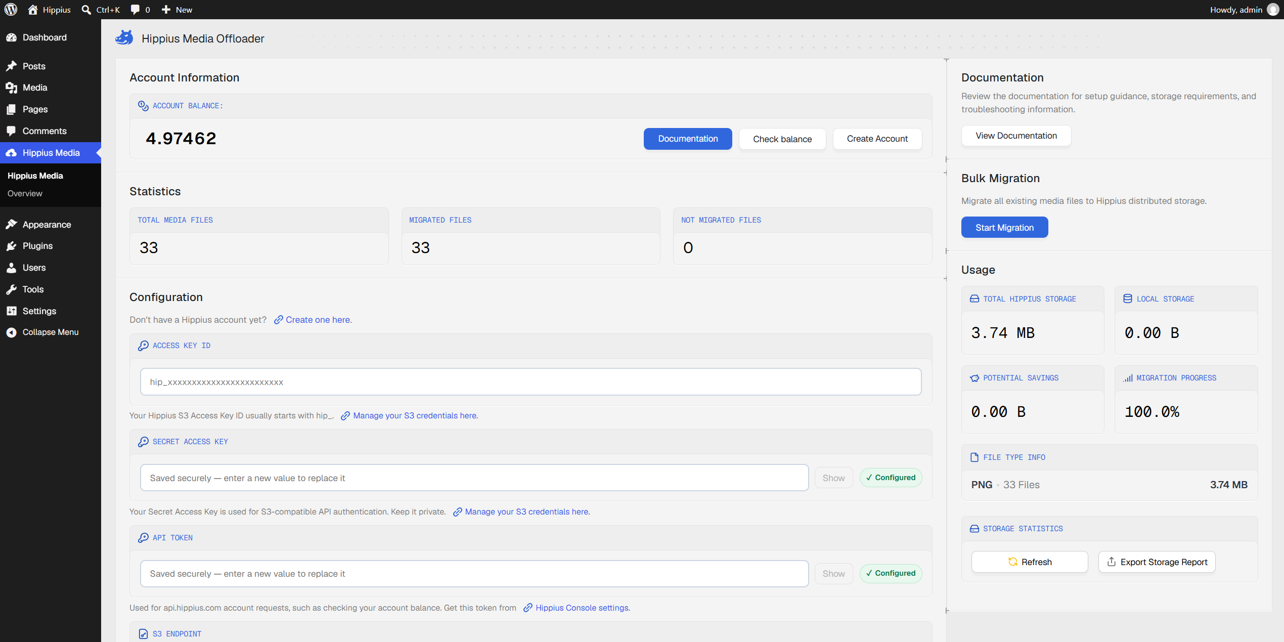 Statistics and usage once your media is on Hippius.