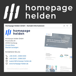 Homepage Helden Contact Info