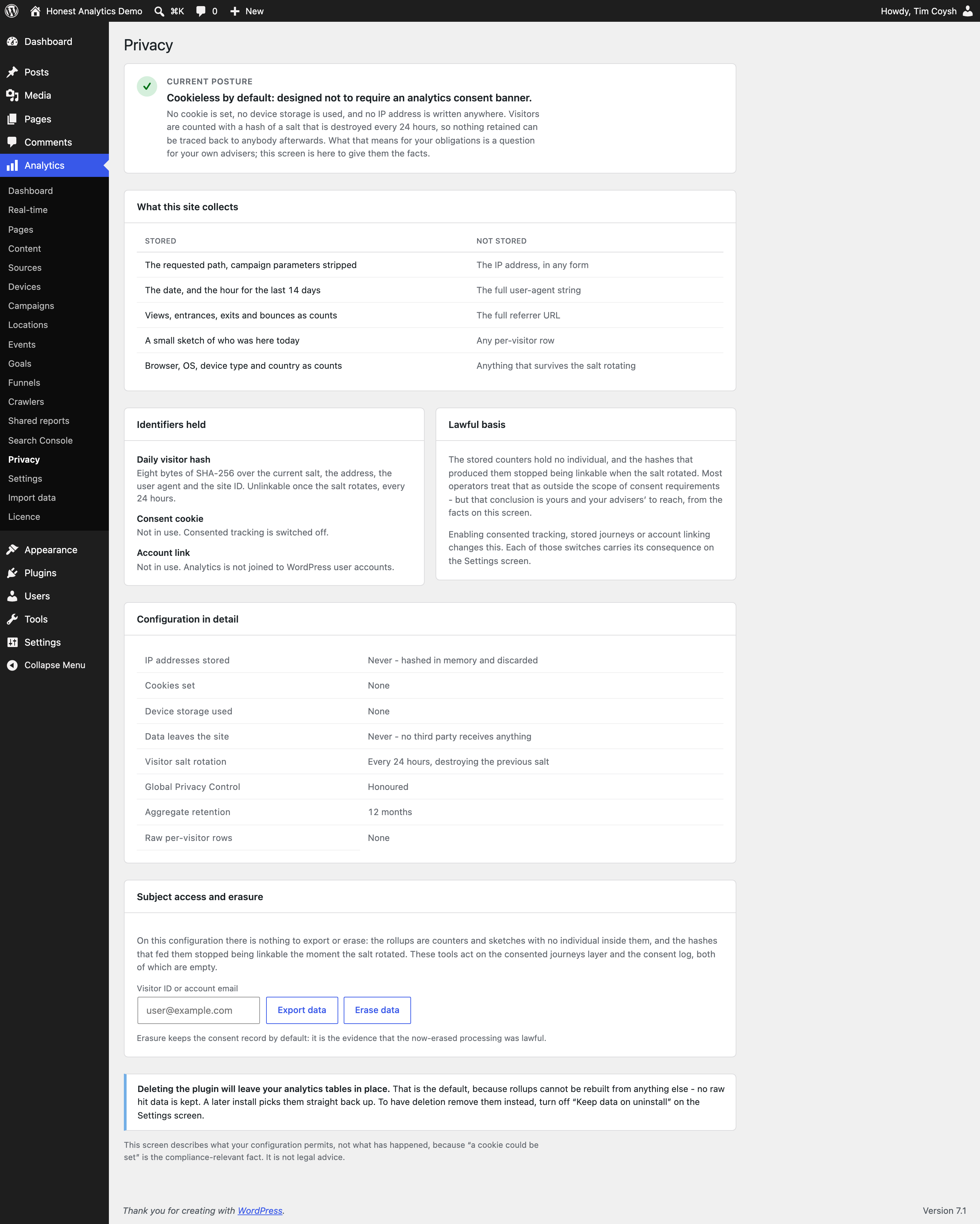 Privacy - what is stored, what is not, and the posture of this site