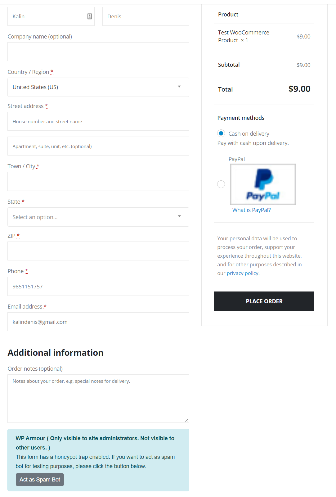 Screenshot #11. Anti Spam for WooCommerce Checkout (Available in Extended version)