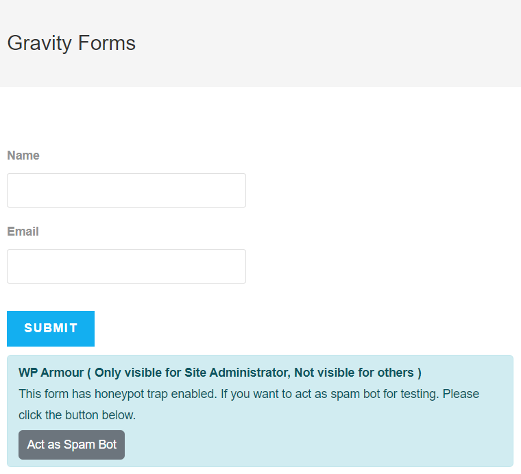 Screenshot #5. Honeypot for Gravity Forms ( anti spam for gravity forms )