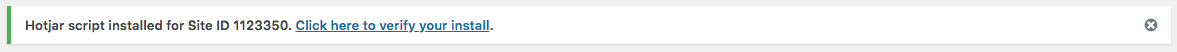 After saving you will see this success message. Click the link to verify your installation was successful.