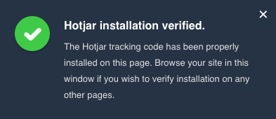 Success! If you see this message Hotjar is installed on your site. Visit <a href=