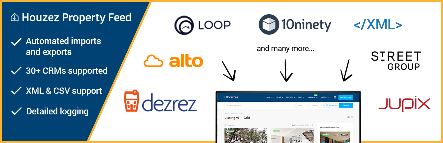 WordPress 外掛 Houzez Property Feed 的封面圖片。