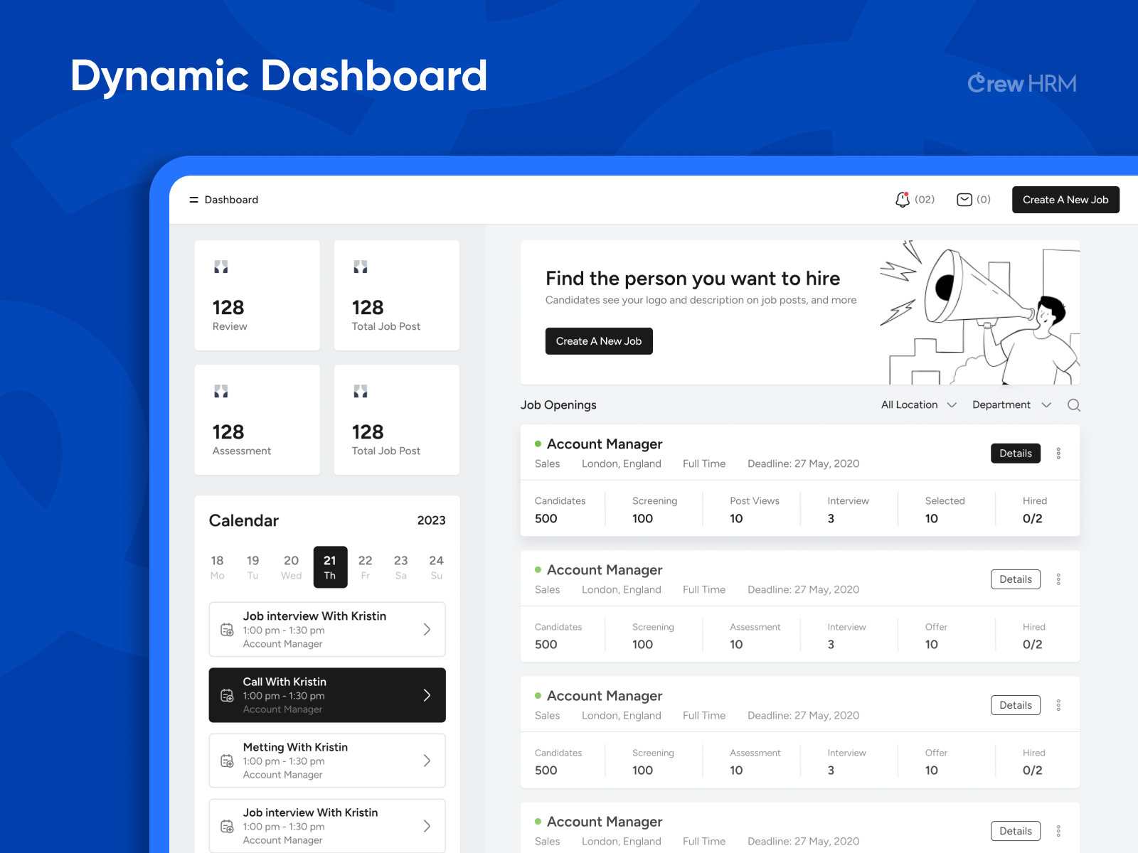 Birds-eye view of the entire recruitment process from the dashboard