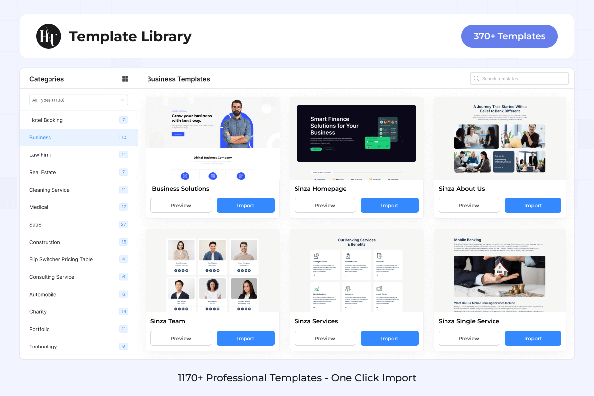 1170+ Ready-to-Import Templates - Professional Designs for Every Industry