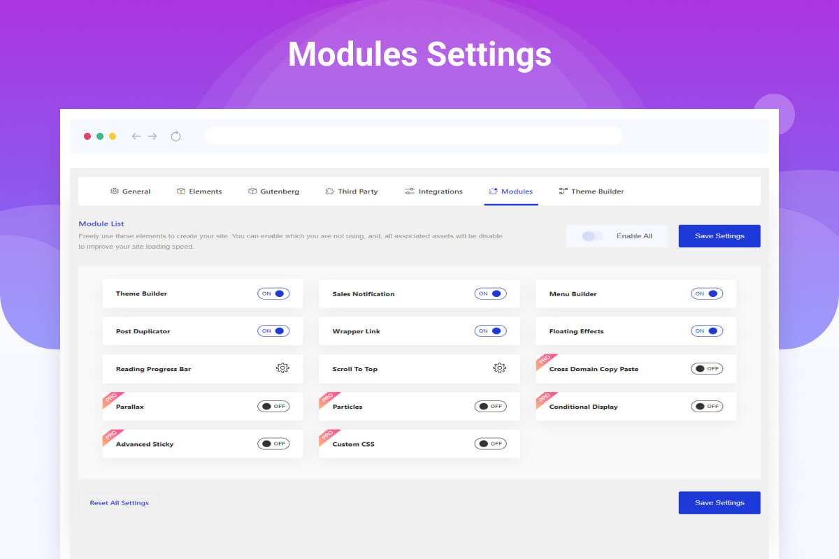 Modules Settings