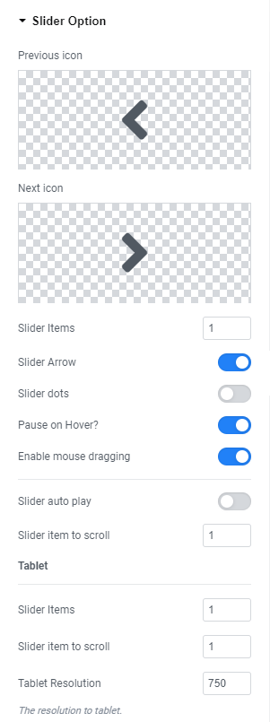 Slider Control Options