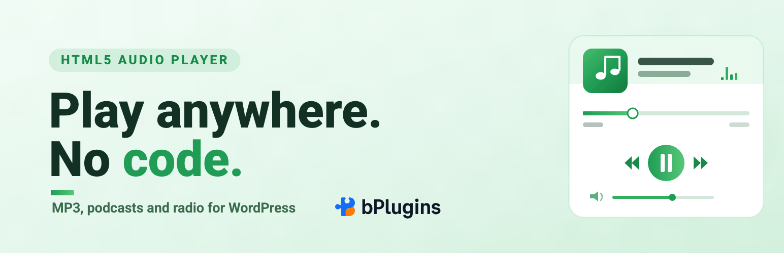 HTML5 Audio Player – The Ultimate No-Code Podcast, MP3 & Audio Player banner
