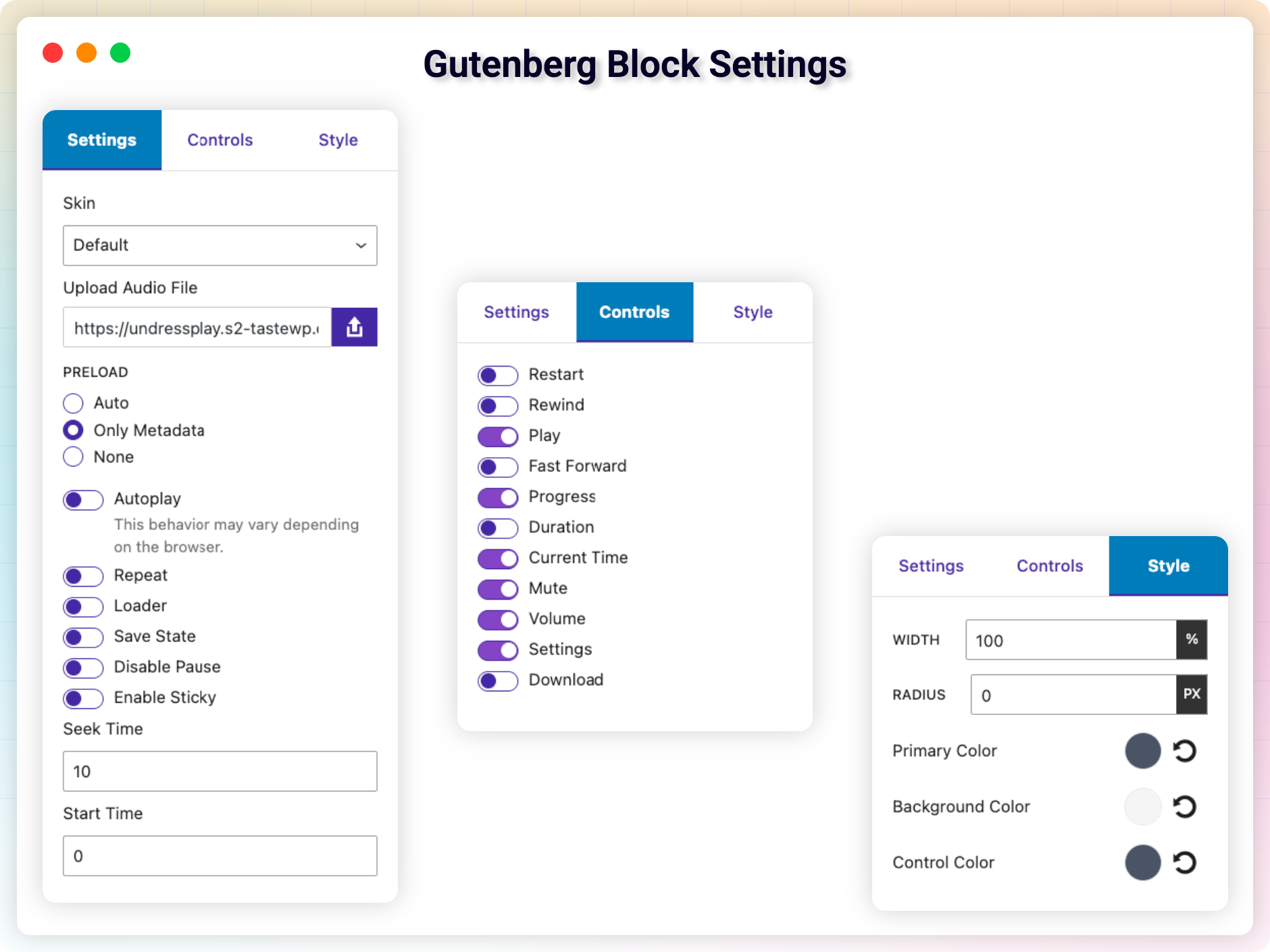 Gutenberg Block Settings