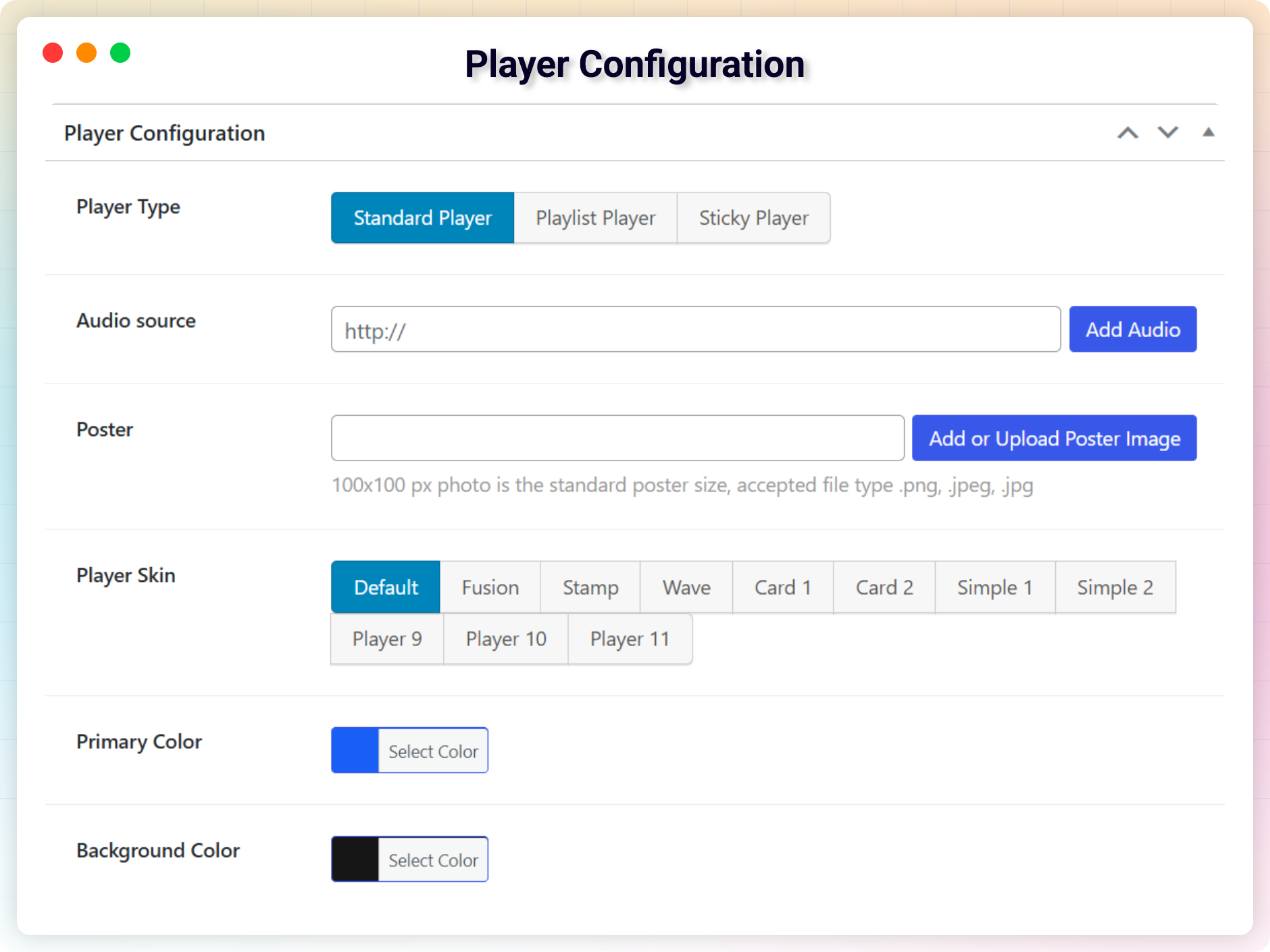 Player Configuration