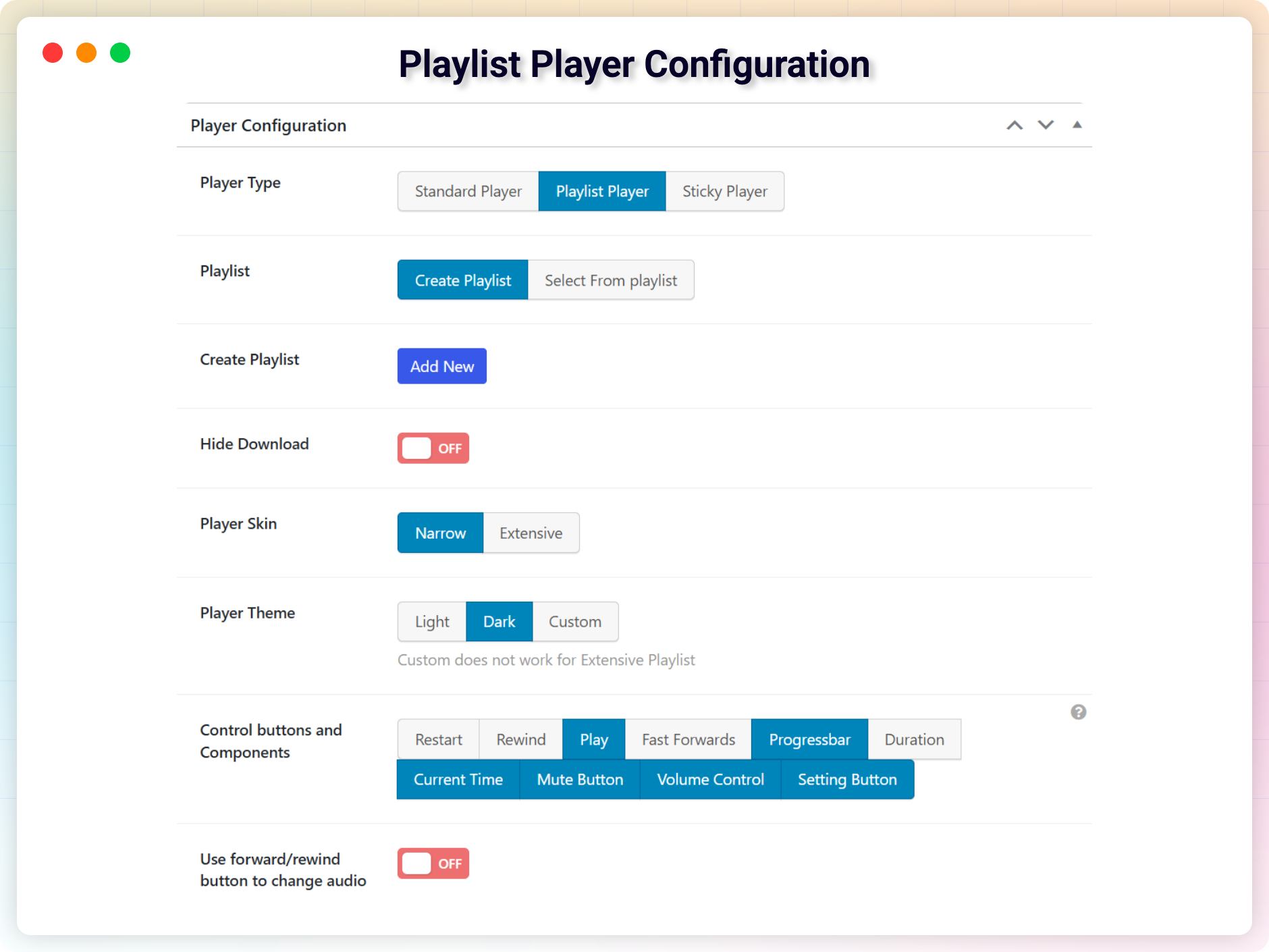 Playlist Player Configuration