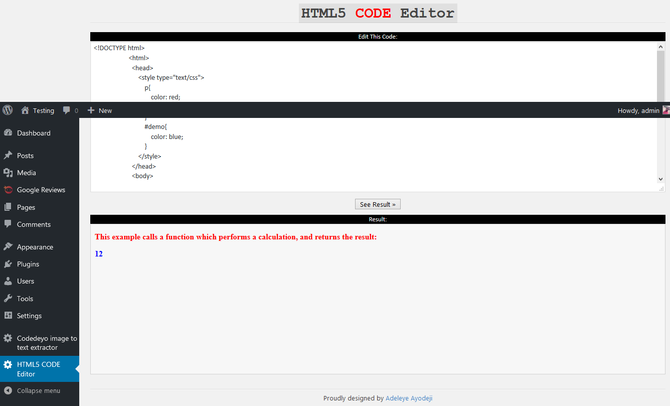 HTML5 Code editor - Screenshot 1