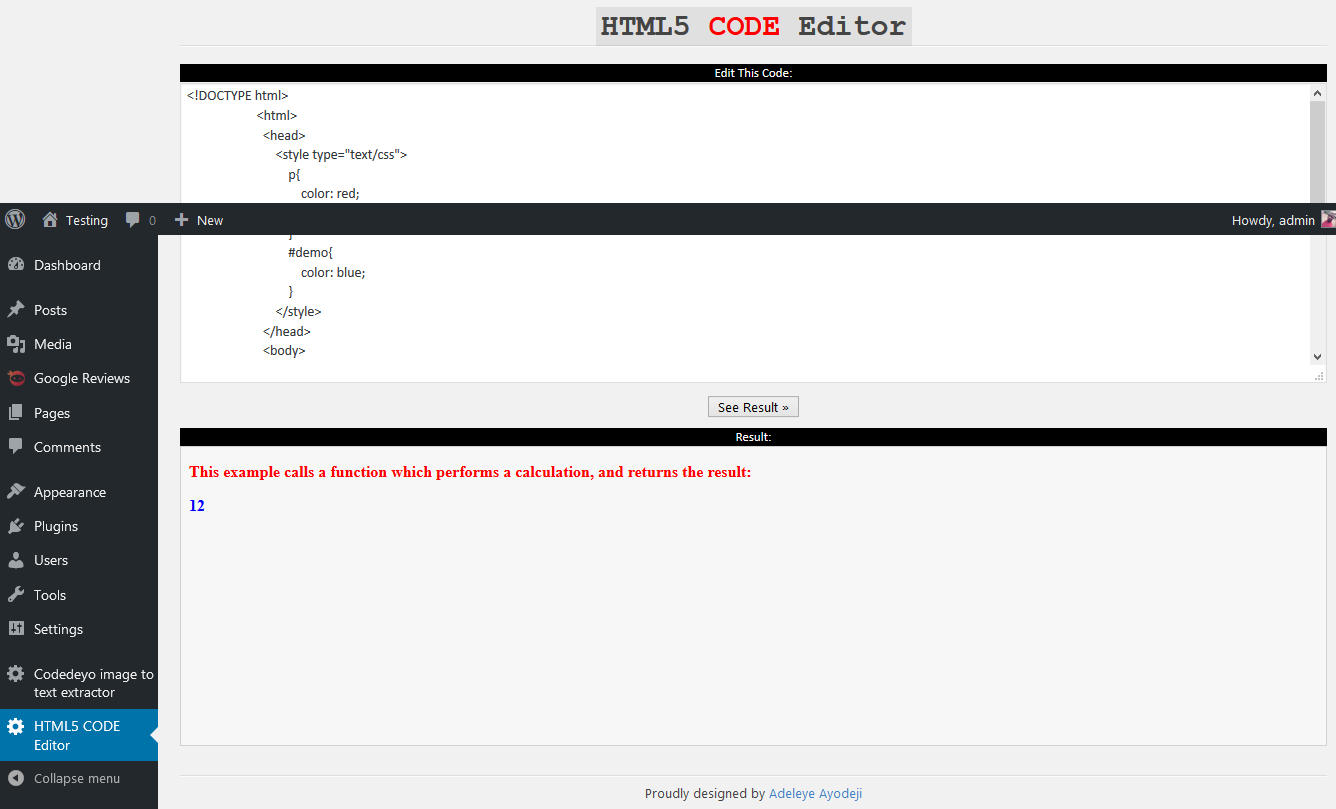 HTML5 Code editor