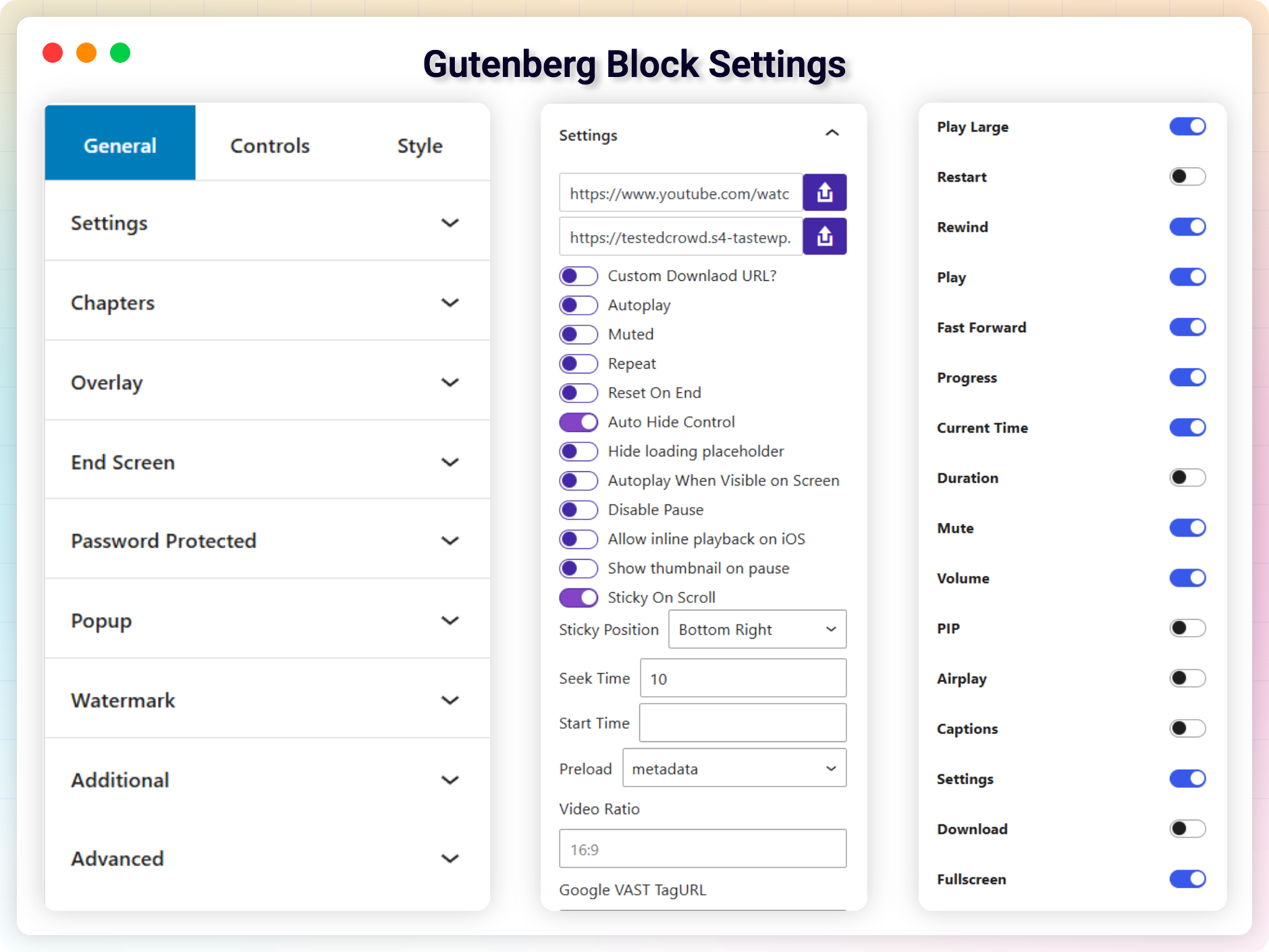 Gutenberg Block Settings