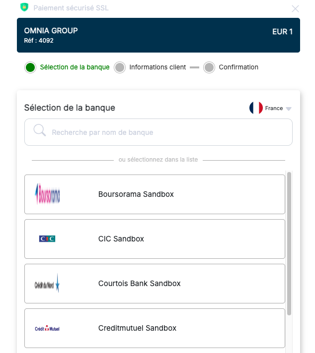 HUCH secure bank selection interface after WooCommerce checkout.