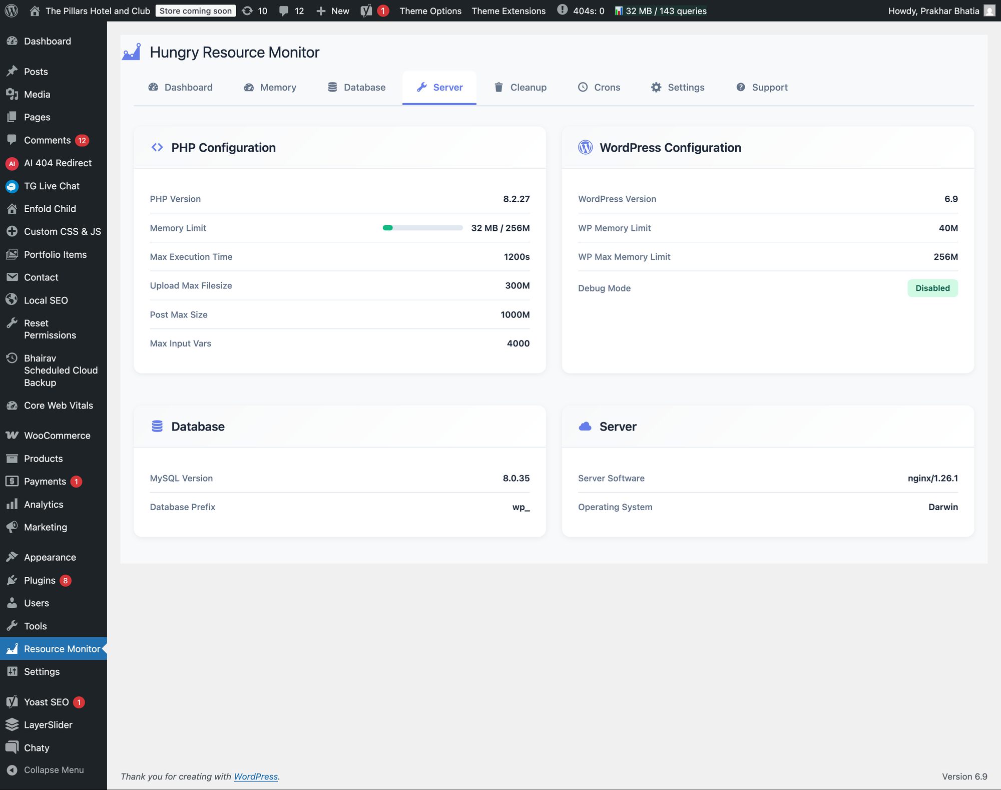 Unused Assets tab showing inactive plugins and themes