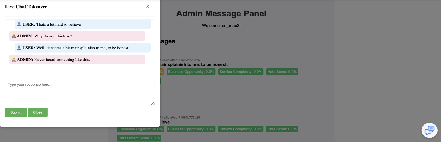 Human Takeover - Chat with your Users as a human instead of the AI if needed