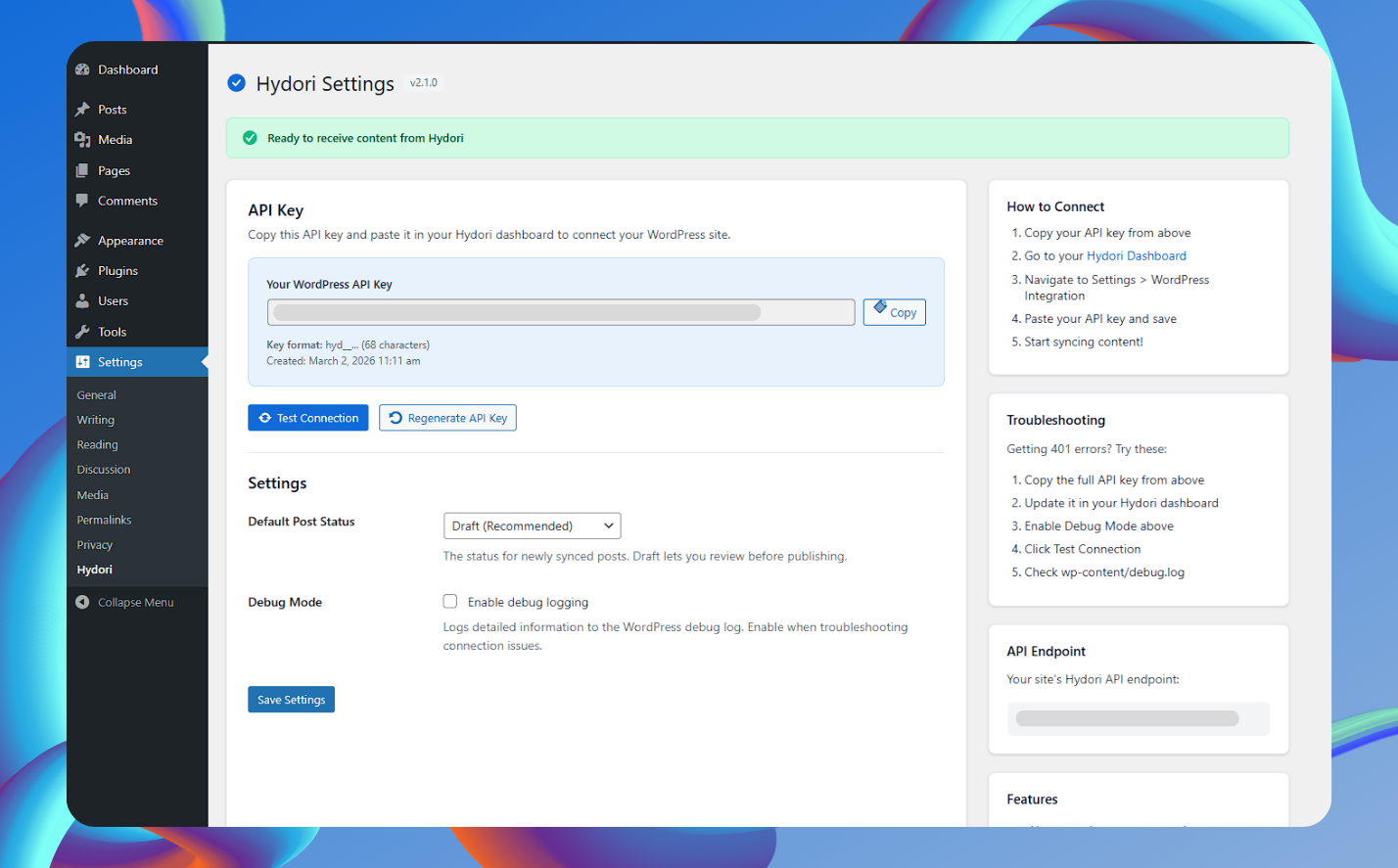 Hydori SEO dashboard showing autonomous detection of ranking issues
