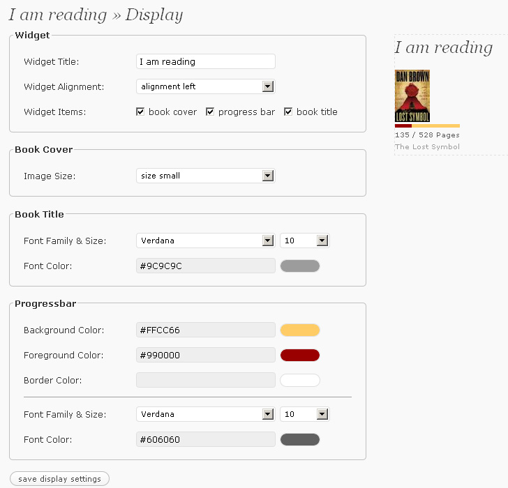 Setup of fonts and colors with live preview