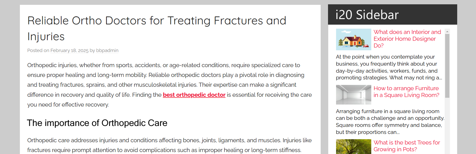 i20 Custom Widgets for WordPress Posts Header, Footer & Sidebar