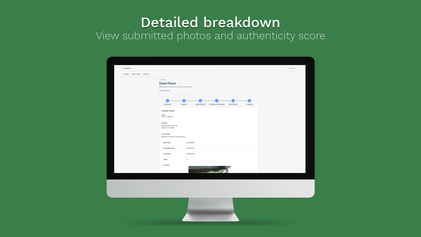 View the complete breakdown of ID photos & authenticity scores