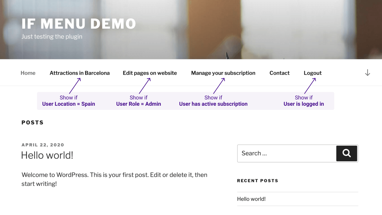 If Menu website demo