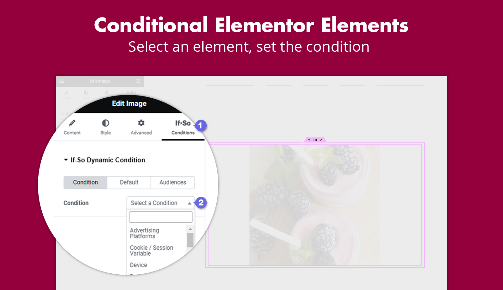 Select an element > Set the condition.