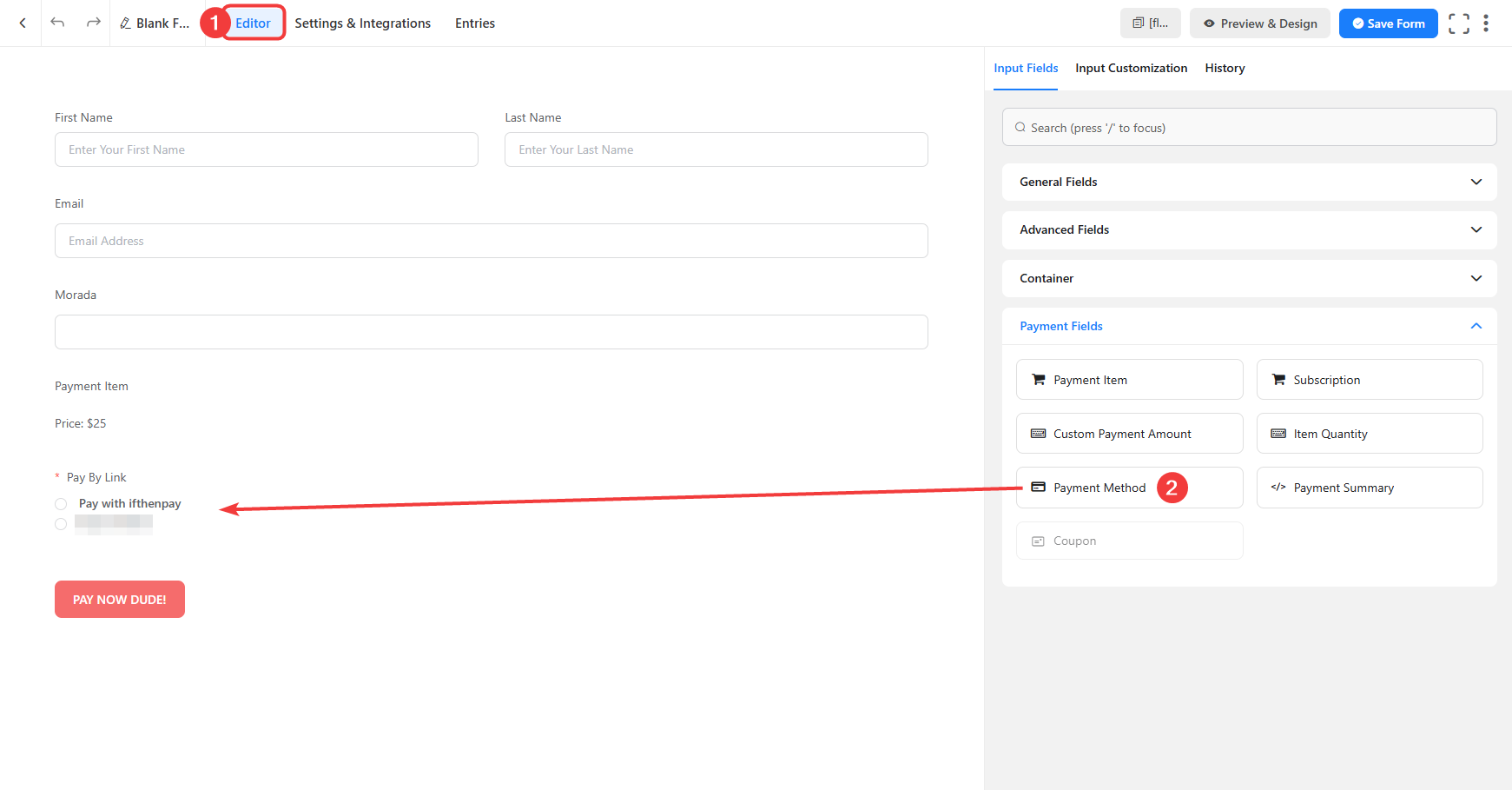 (Admin Only) Adding ifthenpay to your form