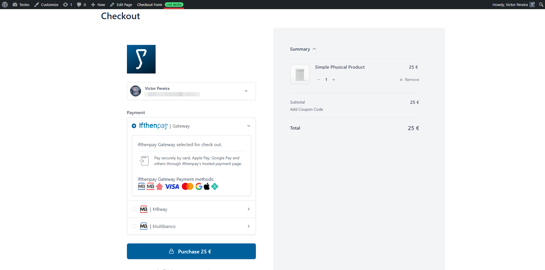(Customers Experience) Checkout — ifthenpay payment options