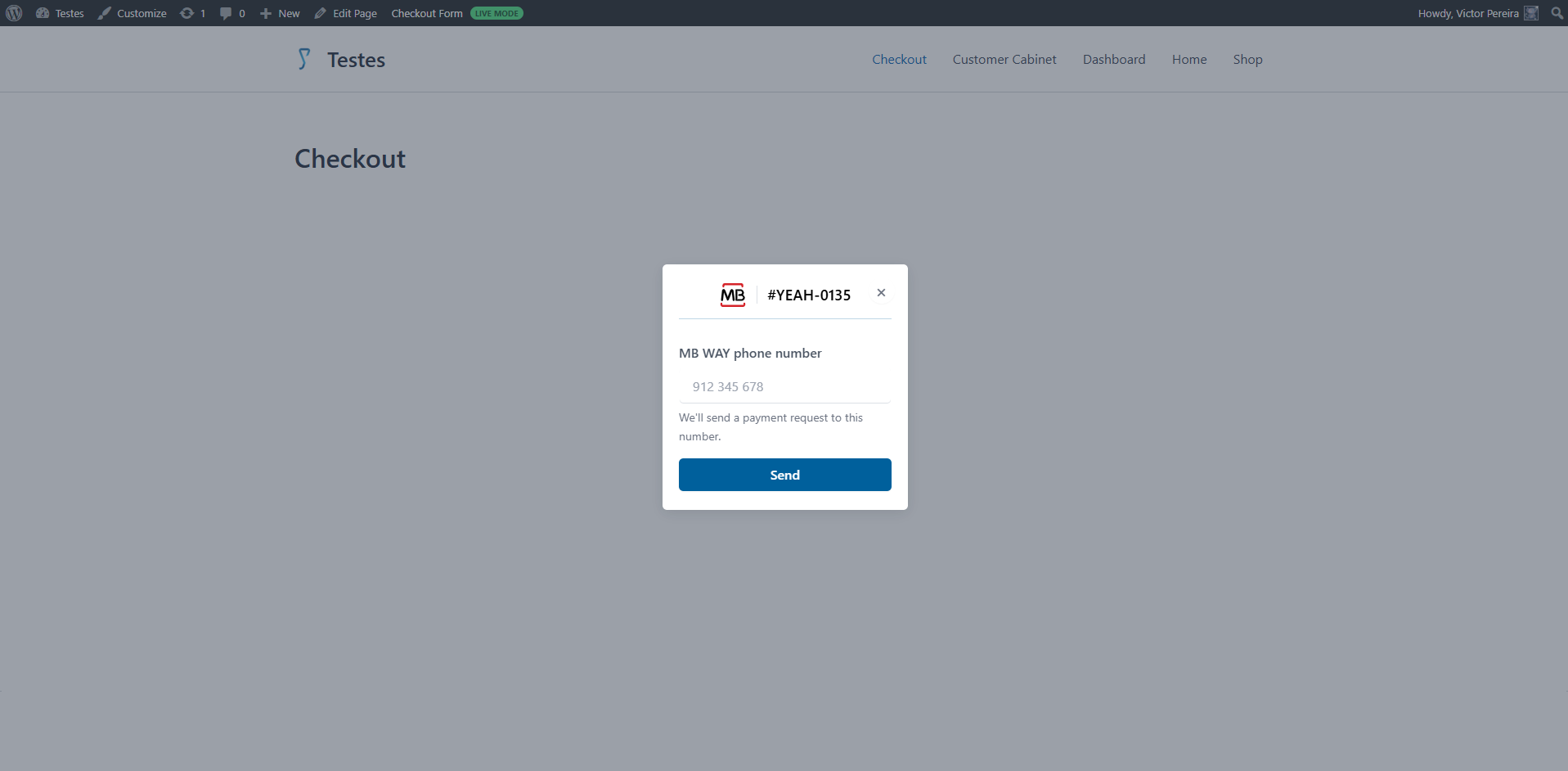(Customers Experience) MB WAY — enter phone number